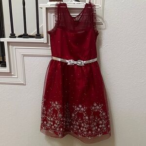 Jona Michelle Kids Red Dress with Silver Details
